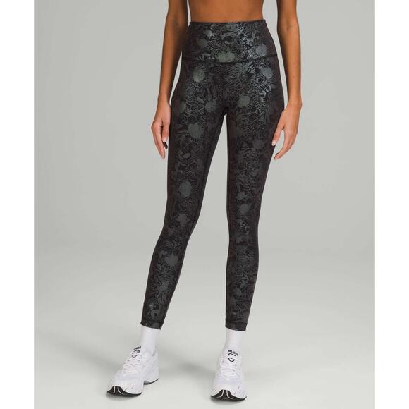 Lululemon Wunder Train Tight 25” Foil Size 8 Logo Flourish Black Iridescent Foil - Picture 12 of 15